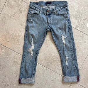 Levi's Tilted 504 Light Blue Distressed Cropped Jeans